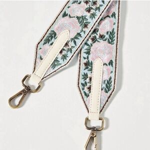 Anthropologie Cottagecore Embroidered Floral Bag Strap Crossbody